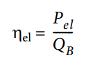 Mathematische Formel: ηₑₗ = Pₑₗ / Q_B.