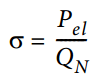 Gleichung: σ ist gleich P el durch Q N.