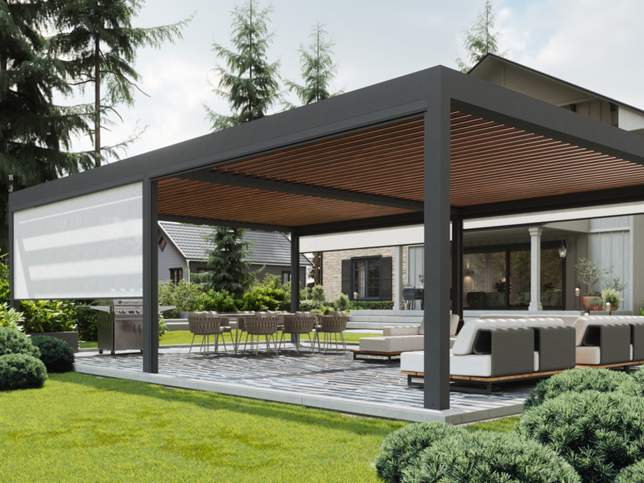 Aluhaus Skyvi Pergola mit Lamellendach